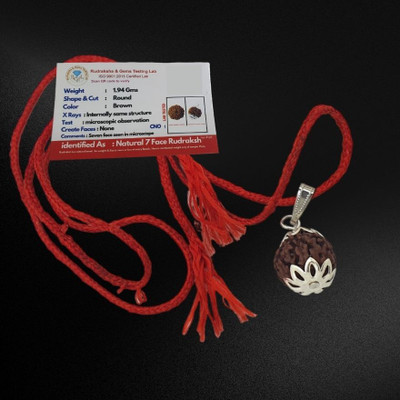 JangraBro Original 7 Mukhi Rudraksh Seven Face Natural From Nepali Silver Wood Pendant