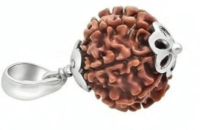 RIKIJAZ Original Certified Nepali 5 Mukhi Rudraksha Pendant Five Face Rudraksha with Lab Silver Wood Pendant