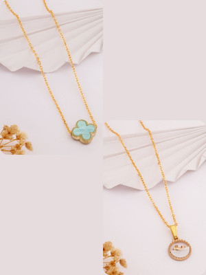 Dressberry Elegant Pack of 2 Necklace Chains – Must-Have Collection Gold-plated Brass Pendant Set