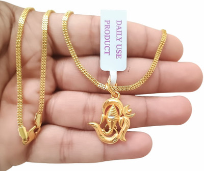 SAPNAPALACE Ganapti om pendant with gold chain Gold-plated Brass Pendant