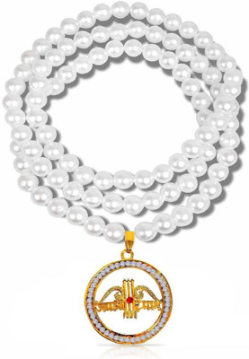 house of common Nug Jai Shri Khatu Shyam Teen Baan Dhanush Locket Pendant Necklace Moti Mala Gold-plated Metal Pendant Set