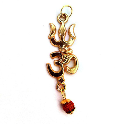 Sd Astro Gems and Vastu Shiva Trishul Om Pendant with Rudraksha for men and women Brass