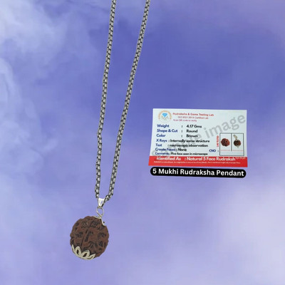Nirvana Mukhi 5 Mukhi Nepali Rudraksha Five Face Rudraksh With Original Quality Silver Beads Brass, Wood Locket