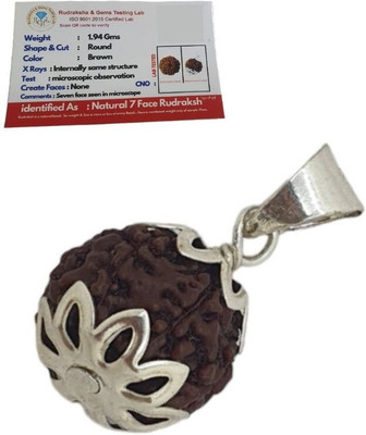 JangraBro 7 Mukhi Rudraksha Seven Face Rudraksha Nepali Rudraksha Code:1 Silver Wood Pendant Set