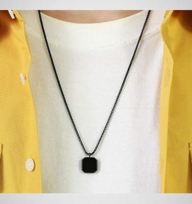 Fab Creations for Men and Women Rhodium Steel Square Pendant__F53 Rhodium Alloy Pendant Set