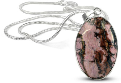 CRYSTU Natural Rhodonite Crystal Stone Oval Shape Pendant/Locket With Chain For Unisex Crystal Crystal Pendant