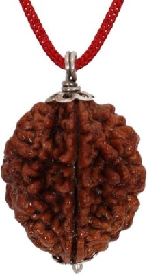 Beautum Original 2 Mukhi Rudraksha Two Face Rudraksha Metal Cap Bead Wood Pendant