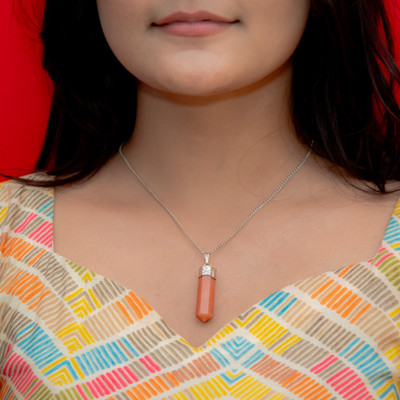 Zenn Aura Carnelian Pencil Pendant | Creative Focus Point Crystal Pendant