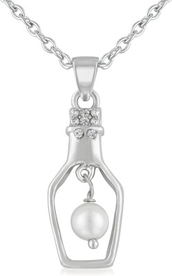 OVIYA Designer Bottle Pendant Rhodium Crystal Alloy Pendant