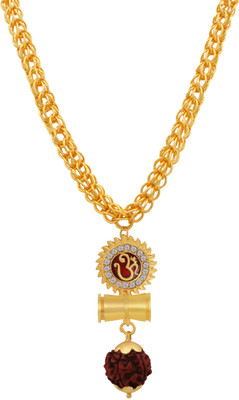 Charms Om Surya Inspired Panch Mukhi Rudraksh With Chain Gold-plated Alloy Locket Set