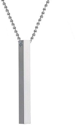 house of common Silver 3D Vertical Bar Cuboid Stick Custom Name Pendant Locket Necklace Chain Stainless Steel Pendant