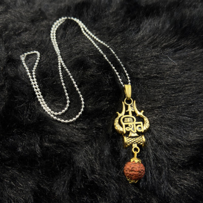 Charms OM Inspired Panch Mukhi Rudraksh Gold-plated Alloy Locket Set
