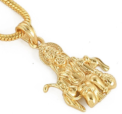 PYR JEWELS Hanuman Bajrangbali Locket in Cz God With Chain for Man & Women Gold-plated Alloy Pendant Set