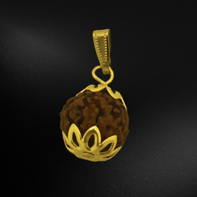 Rudra gems Jewellery 7 Mukhi Rudraksha Pendent Silk Dori Pendant Gold-plated Wood Locket