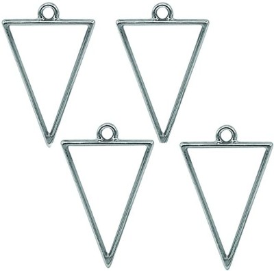 BanteyBanatey Silver Triangle Shape Open Back Bezels, Frame Pendants, Christmas, 4 pcs Metal Pendant
