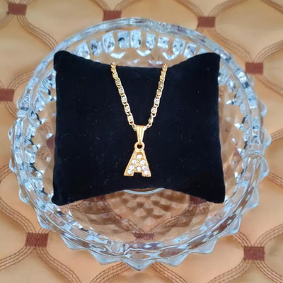 Shiv Jagdamba English Alphabet Initial Charms Letter A Pendant Necklace Chain Brass Brass Pendant