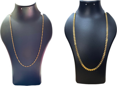 Charms Daily Wear Gold Plated GOLD CHAINS 2 PICS SET Gold-plated Alloy Locket Set