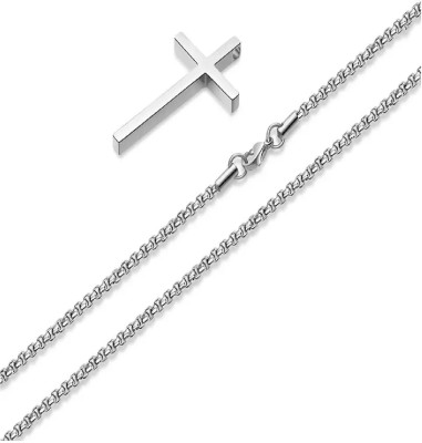 Ruhi Collection Christmas Gift Lord Jesus Christ Crucifix Cross Locket with Chain for Men/Boy Titanium Stainless Steel Locket