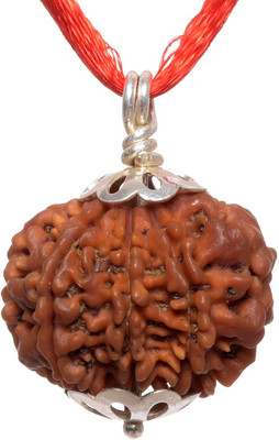 DIVINE SOUVENIRS ARKAM Silver Capped Eight Mukhi Rudraksha / Original Nepali 8 Mukhi Rudraksha wi Wood Pendant