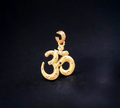 DIVS FASHION OM PENDANT WITH CUTWORK DESIGN Gold-plated Diamond Brass Pendant Set