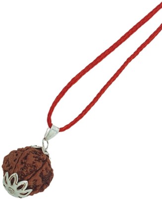 HAPPY CREATION Original 05 Five Mukhi Rudraksha/Natural 05 Face Rudraksha Silver Beads Brass, Wood Locket Set