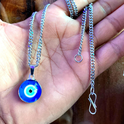 Riingzinee Bad Eye Protector Evil Eye Pendant With Metal Chain and Ball Chai For Boys Men. Bronze, Alloy, Stainless Steel Pendant Set