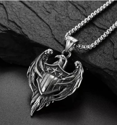 Devora Eagle Chain For Men Stylish Locket Chain For Men Boys Sterling Silver Stainless Steel, Alloy Locket