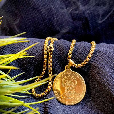 SPYRONIX REAL TREASURE Hanuman Ji Premium Gold Pendant with Chain Gold-plated Brass Pendant