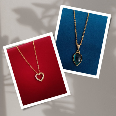 MANZIL Gold-plated Ruby Alloy Pendant Set