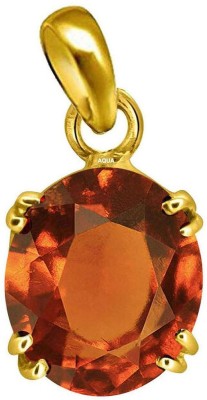 AQUAGEMS Hessonite (Gomed) 8.25 Ratti or 7.50 Ct Gemstone For Men and Women Five Metal Gold-plated Alloy Pendant