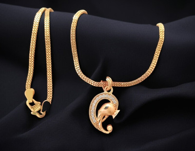 DIVS FASHION Krishna diamonds pendant with gold plated chain Gold-plated Brass Pendant