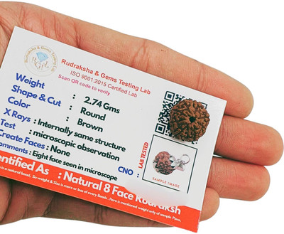 Kripalu store Original 8 Mukhi Rudraksha with Pendant from indonesian Certified by Lab Beads Wood Pendant Set