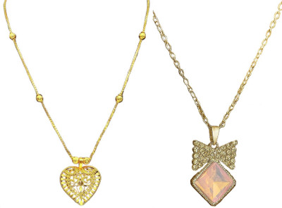 HEM RUPA Exquisite Locket and Chain Designs for Men, Boys, Women and Girls Gold-plated Brass, Metal Locket Set