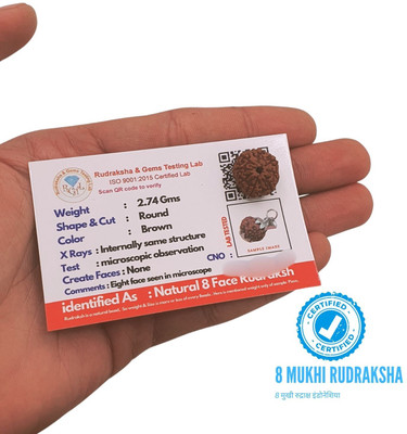 A1 yashvriddhi Java Indonesian 8 Mukhi Rudraksha Original eight Face Rudraksha Metal Capped Beads Wood Locket Set
