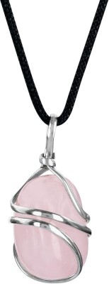 VIBESLE Rose Quartz Crystal Necklace Tumbled Gemstone Pendant For Men & Women Crystal Stone