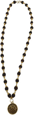 Haven gemsstone Panch mukhi original rudraksha mala, Rudraksha cap mala Gold-plated Beads Brass, Wood Locket Set