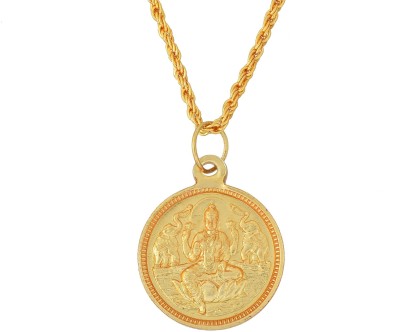 MissMister Gold Plated Lakshmi Laxmi Coin and Yantra God Pendant Hindu Latest Stylish Gold-plated Brass Pendant