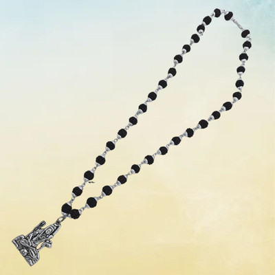 urbanzebra Unisex Mahadev Mahakal Trishul Pendant For Men Women Boys Girls Silver Beads Brass, Wood Locket Set