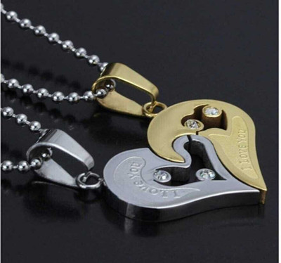 Alviira Brothes heart magnet Locket Classic Stainless Steel Pendant Set
