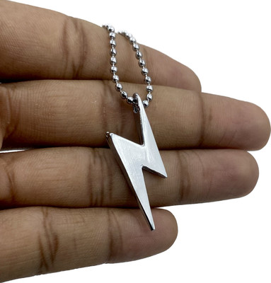 m a enterprises Stylish Silver Flash Lightning Thunder Bolt Locket Pendant Chain for Men & Women Silver Alloy Pendant
