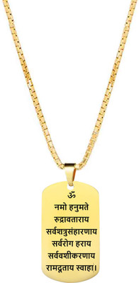 The Men Gift Om Namo Hanumate Rudravataraya Sarvashatrusaharanai Sarvaroga Pendant Gold-plated Stainless Steel Pendant Set