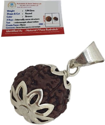 kripaurban 7 Mukhi Rudraksha Seven Face Rudraksha Nepali Rudraksha Code:1 Silver Wood Pendant Set