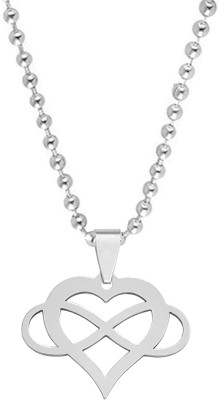 M Men Style Valentine Heart Infinity Locket Silver Stainless Steel Pendant Necklace Sterling Silver Stainless Steel Pendant