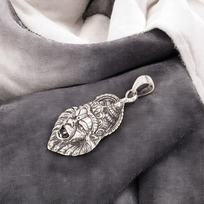 mahi Oxidised Laxmi Narasimha Swamy Unisex Pendant without Chain Rhodium Alloy Pendant