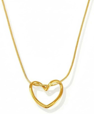 DZOIR Lovemi Movements Unisex Stainless Steel Gold Plated Heart Shaped Steel Pendant