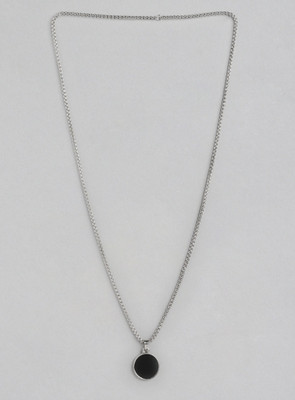 Harsh Enterprises unisex stylish funky geometric round pendant necklace with chain Silver Stainless Steel Locket