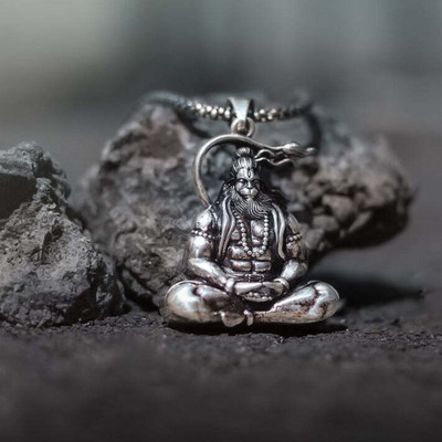 syrma Hanuman Pendant/Locket for Men and Women, Mahadev Bajrangbali Bhagat Locket Silver Stainless Steel Locket