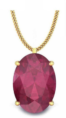Gemzonite Certified Natural Ruby Pendant/Locket Pukhraj Stone For Men & Women Gold-plated Ruby Stone Pendant