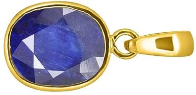 KUSHMIWAL GEMS 9.25 Ratti 8.00 Carat Nartural Blue Sapphire Pendant/Locket Gold-plated Sapphire Brass Pendant