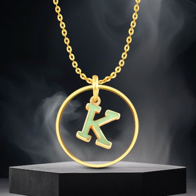 Kanak Jewels Stylish Gold Circle Pendant with Bold 'K' Initial Elegant Jewelry Pendant Gold-plated Brass Pendant